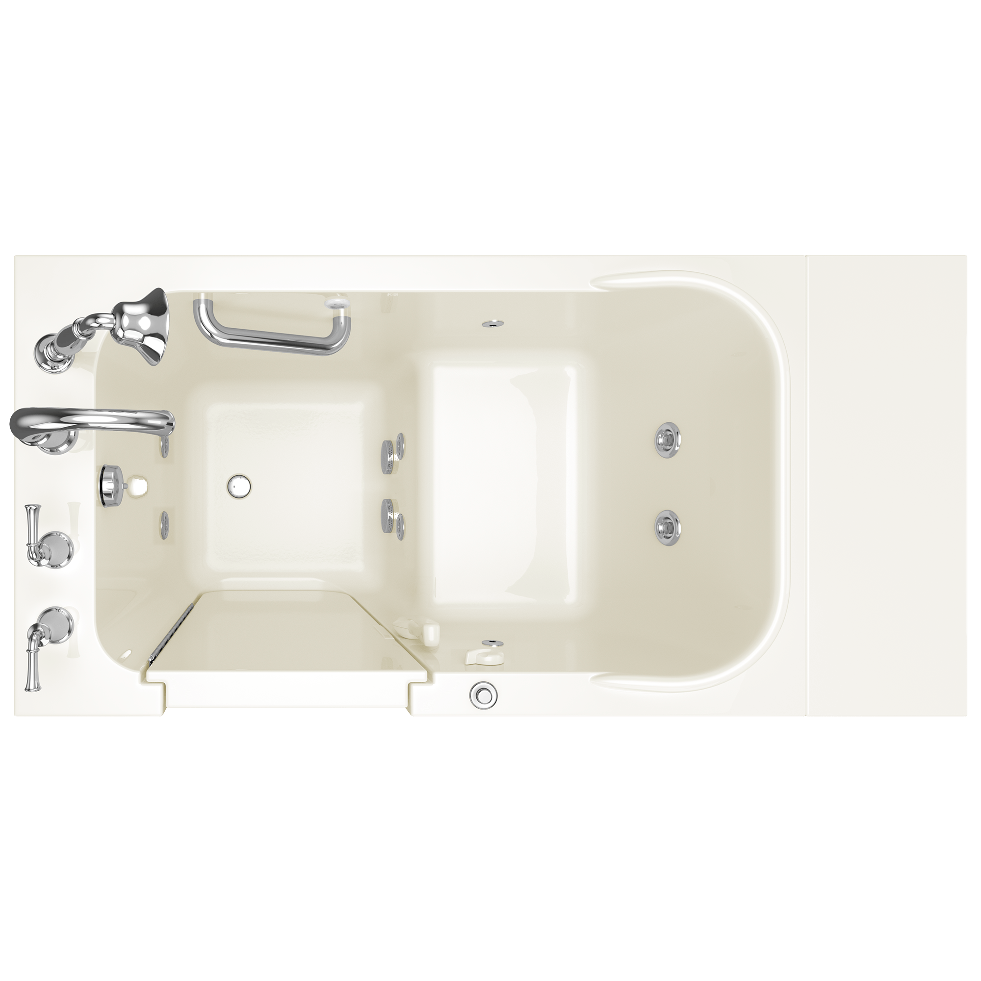Gelcoat Value Series 28x48 inch Walk in Bathtub with Whirlpool System  Left Hand Door and Drain WIB LINEN